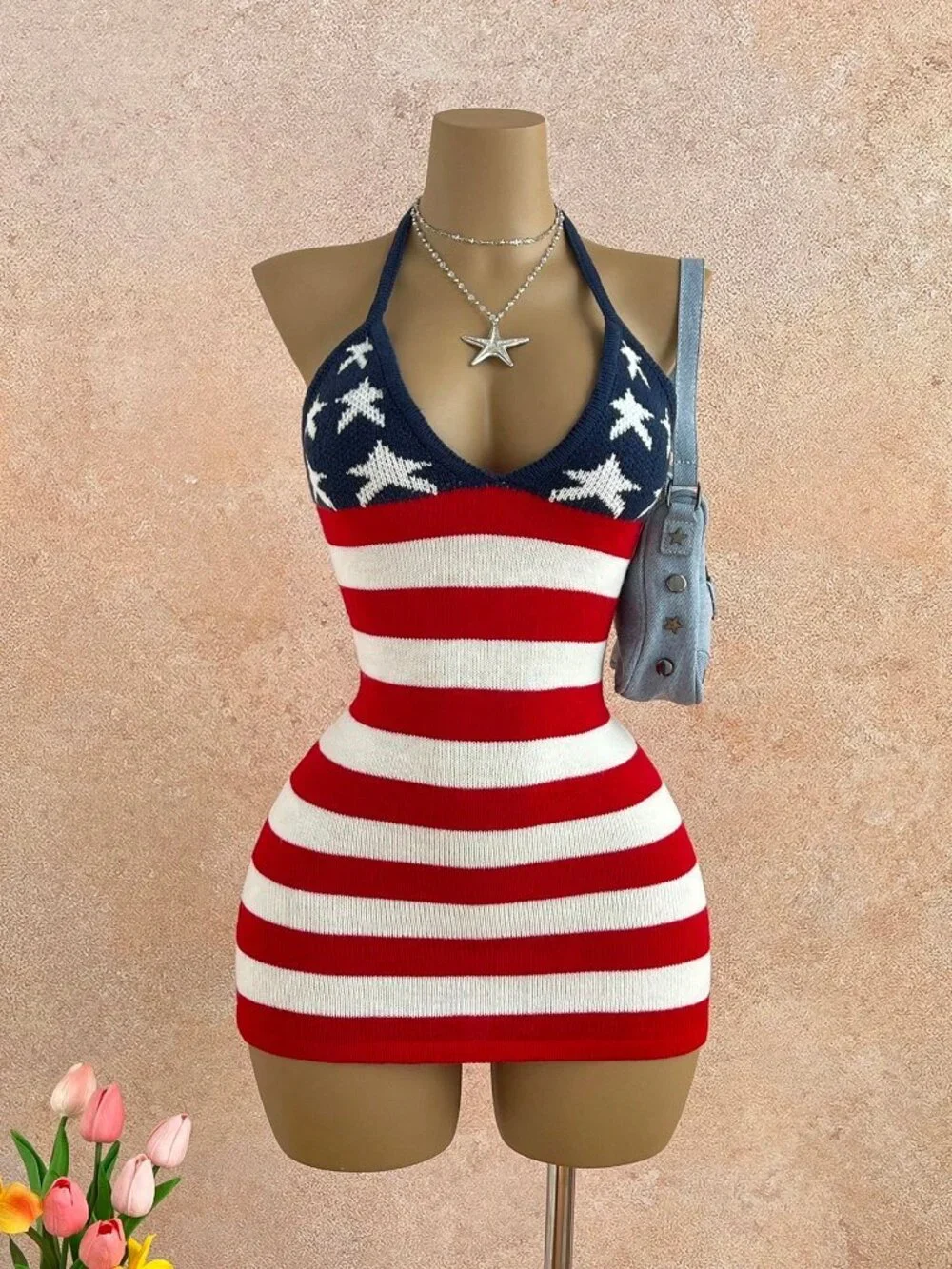 Multicolor American Flag Women's 4th of July MINI  Dress_3